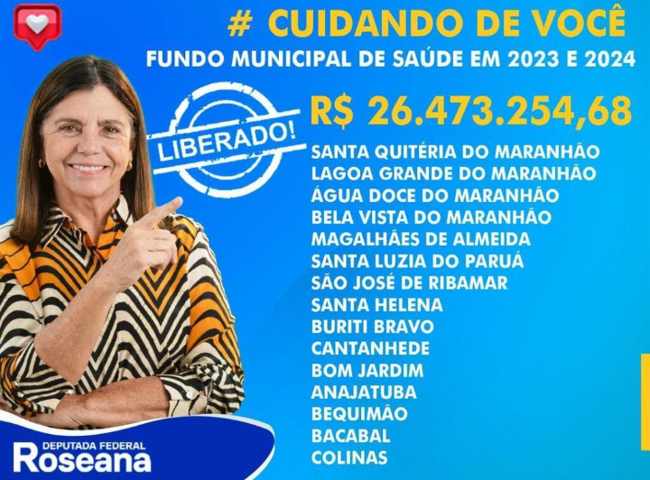 Roseana Sarney garante R$ 26,4 milhões para fortalecer saúde em 15 municípios do Maranhão